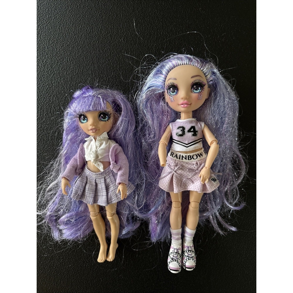 Rainbow High Dolls Girls 9-11in Purple Violet Willow Cheer and Junior High Lot